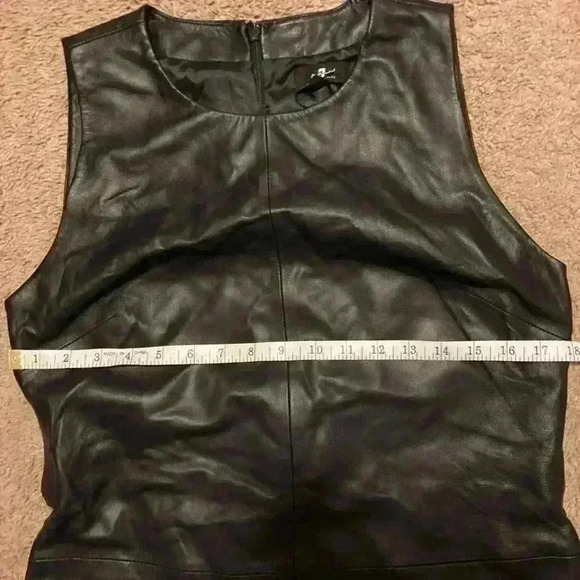 7 For All Mankind Leather Sleeveless mini Dress Navy Blue large whimsygoth biker - Picture 15 of 16